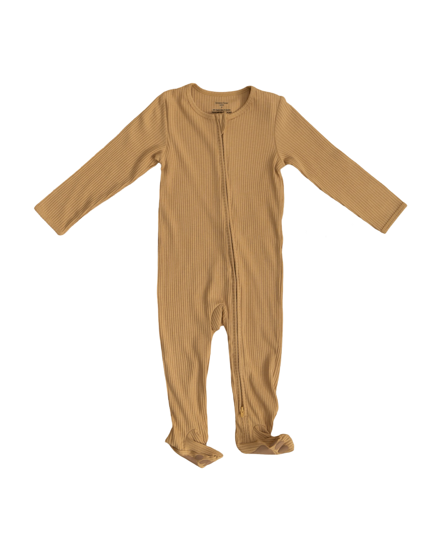 Brown Sugar Ribbed Organic Cotton Footie