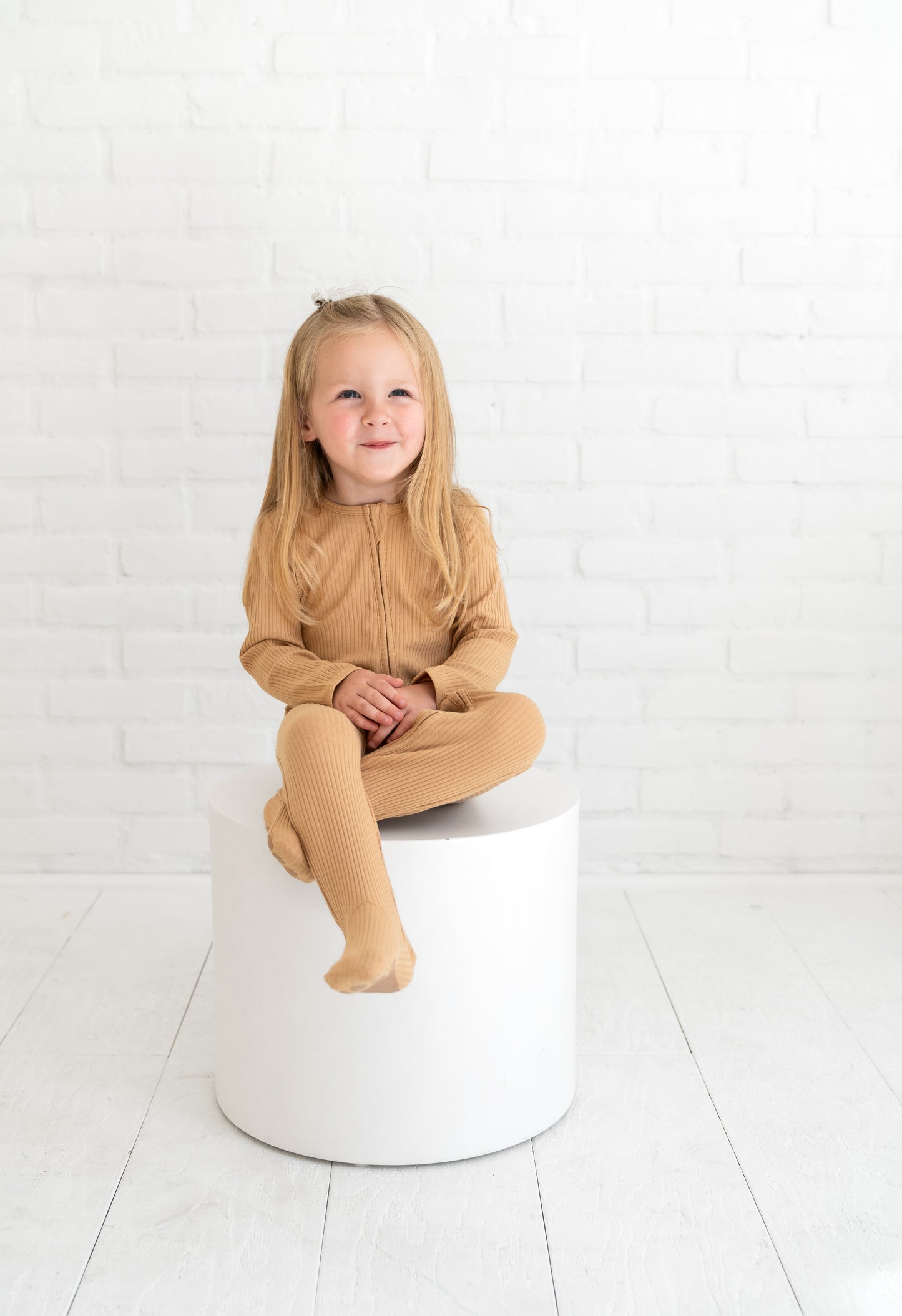 Brown Sugar Ribbed Organic Cotton Footie