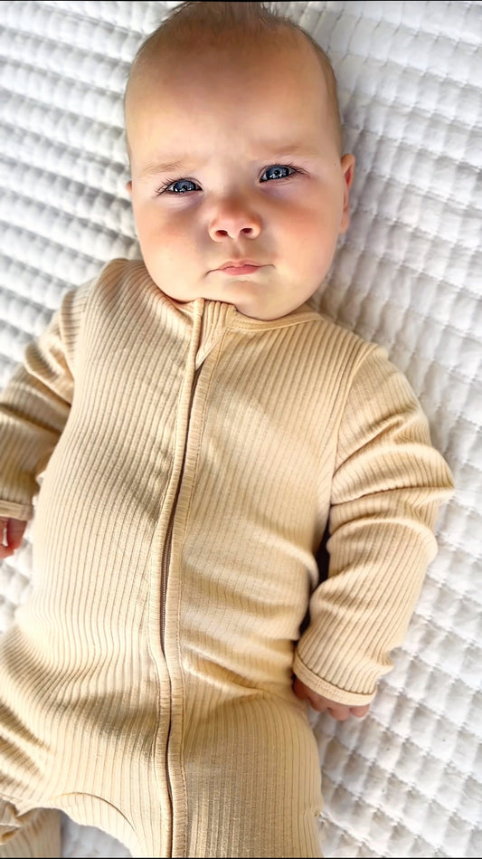 Honeycomb Organic Cotton Ribbed Footie