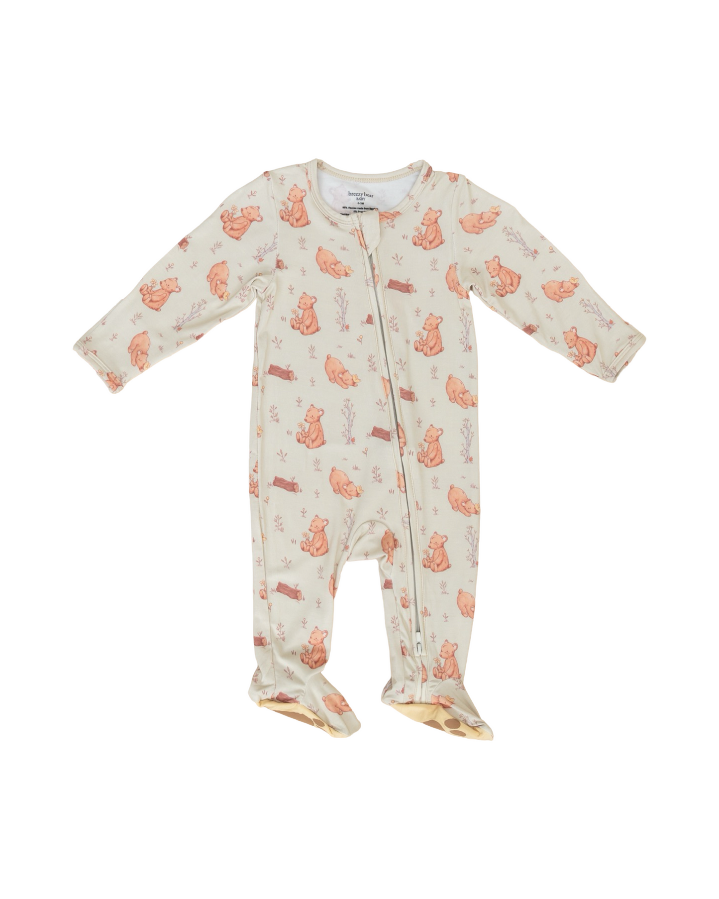 Breezy Bear Bamboo Footie