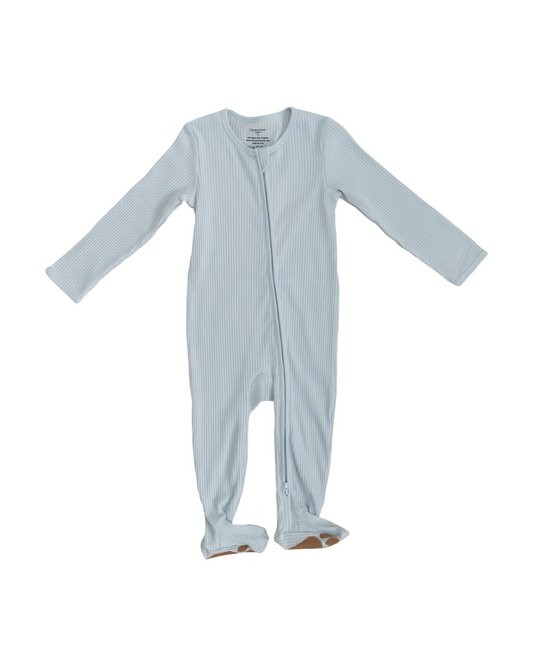 Breezy Blue Ribbed Footie