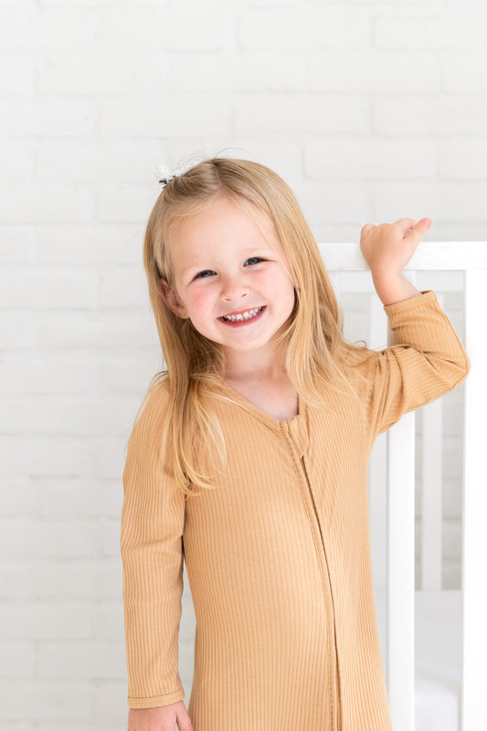 Brown Sugar Ribbed Organic Cotton Footie