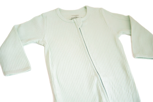 Mint Organic Cotton Ribbed Footie